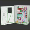 Electrical Distribution Box with Open Door Smart Meter Green Display Colored Wires and Yellow Terminals