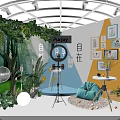 Innovative Exhibition Booth Design With Multiple Display Stands Green Grass And Brand Signs