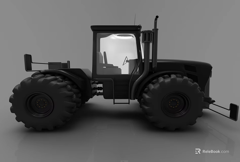 Black Agricultural Functional Vehicle With Large Tires Enclosed Cab For Farming 3d model 