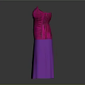 Elegant Strapless Dress With Pink Pleated Top And Purple Sparkly Skirt