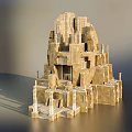 Ancient Stone Architecture Model With Multi level Steps Columns And Carvings 3d model