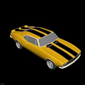 Yellow Classic Sports Car With Black Stripes And Two Door Design