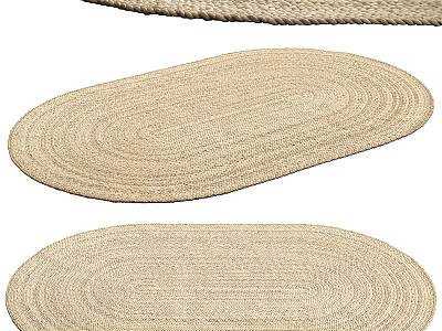 Oval Braided Rugs In Light Brown For Home Decor 3d model