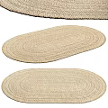 Oval Braided Rugs In Light Brown For Home Decor 3d model