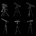 Six Different Styles of Digital Telescopes with Tripod Stands and Unique Designs