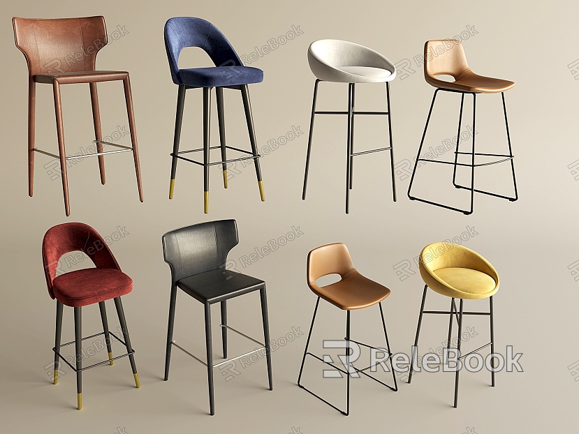 Modern Bar Chair Bar Stool Bar Table Chair High Stool Backrest Rattan Bar Chair Leisure Chair Without Armrest model