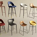 Modern Bar Chair Bar Stool Bar Table Chair High Stool Backrest Rattan Bar Chair Leisure Chair Without Armrest 3d model