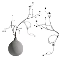 Minimalist Ornament Decoration Set With Gray Vase Curved Branches And Black Berries