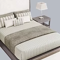 Modern Double Bed Setup With Bedside Tables Table Lamps Pillows And Foot Bench 3d model