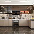 Modern Kitchen Interior Design With Marble Countertop Backsplash Light Cabinets And Appliances