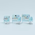 Blue Kids Study Desk And Chair Set With Storage Shelves For Children Learning Furniture