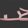 Pink Flat Summer Sandals With Two Straps And Ankle Strap Design 3d model