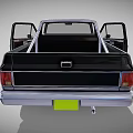 Black Classic Pickup Truck With Open Door Interior Seats And Alloy Wheels