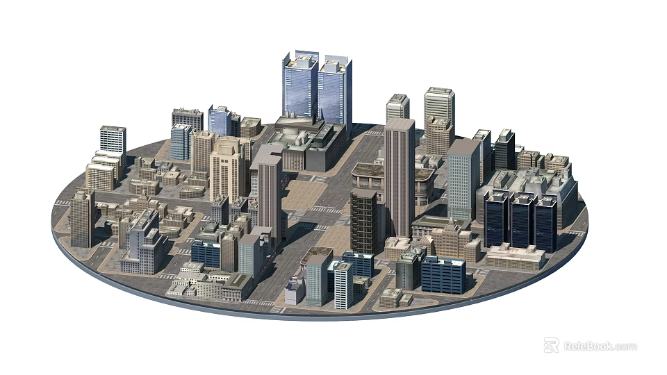 Detailed Modern City Model With High Rise Buildings And Urban Structures 3d model 