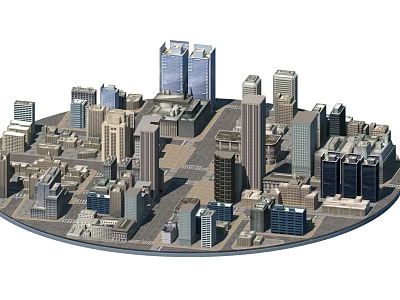 Detailed Modern City Model With High Rise Buildings And Urban Structures 3d model