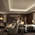 Elegant Hotel Room Interior With King Bed Seating Area And Ambient Lighting