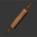 Ancient Scroll With Old Parchment And Handwritten Text On Red Rollers
