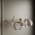Contemporary Sculptural Pendant Light With Curved Metal Rings For Modern Interior Decor