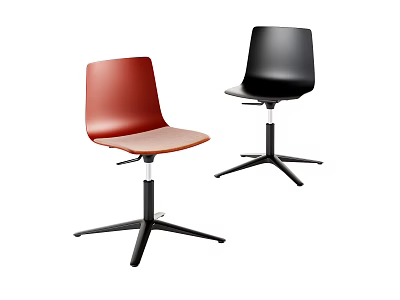 Red And Black Office Chairs With Sturdy Base And Modern Design 3d model
