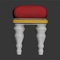 Elegant Sofa Stool With Red Padded Seat Gold Frame And White Carved Legs