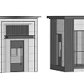 Two Different Modern Building Entrance Designs With Stone Wall Vertical Stripes And Glass Elements Grille Details