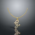 Elegant Gold Necklace Featuring Sparkling Pendant And Delicate Thin Chain Design 3d model