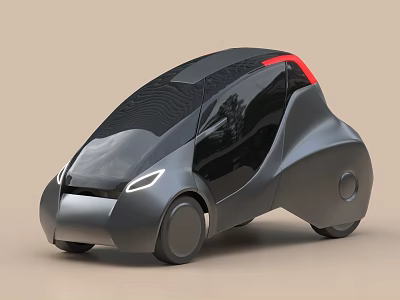 Futuristic Black Car With Sleek Body Design Large Windows And Red Taillight Details 3d model