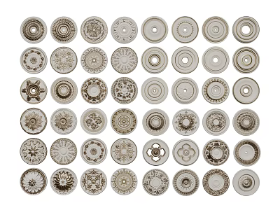 Various Decorative Lamp Plates With Intricate Patterns And Ornate Designs 3d model