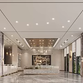 Modern Sales Office With Marble And Chandeliers And Natural Light