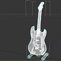 Red Electric Guitar Displayed On Black Stand With Modern Body Design