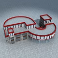 Storage Locker Facility In Irregular Shape With Red Roof White Gray Walls And Multiple Compartments