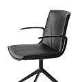 Modern Brown Leather Office Chair With Black Armrests And Five Star Caster Base