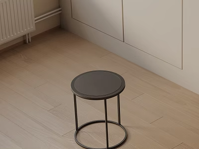 Modern Round Side Table With Dark Top And Metal Frame For Living Room 3d model