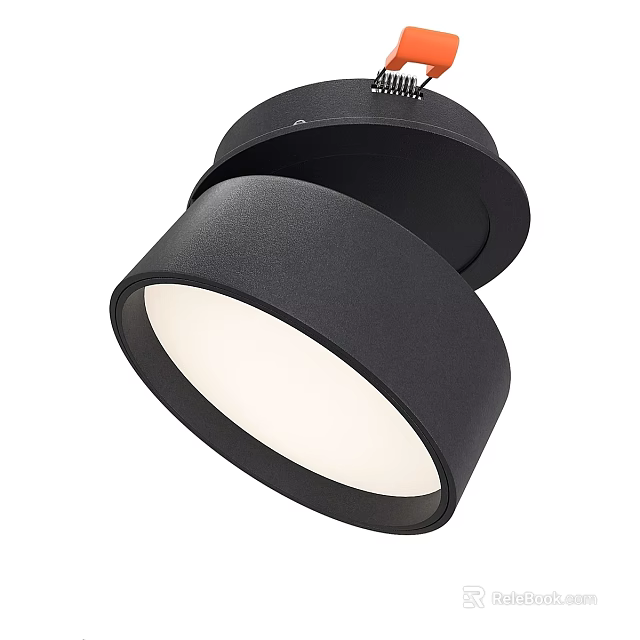 Black Modern Downlight Spotlight With Sleek Circular Design And White Light Output 3d model
