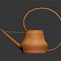 Orange Watering Can With Curved Handle Long Spout And Reflection On Dark Background 3d model