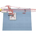 Red Tower Crane Model With Boom Hopper And Industrial Equipment Structure 3d model