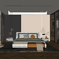 Modern Bedroom Interior Design With Upholstered Bed Glass Wardrobe And Ambient Lighting