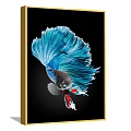 Colorful Betta Fish Animal Paintings Three Piece Wall Art with Vibrant Red Blue Hues