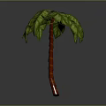 Realistic Palm Tree With Green Leaves And Red Trunk 3d model