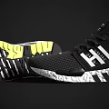 Stylish Black And White Athletic Sneakers With Neon Green Details