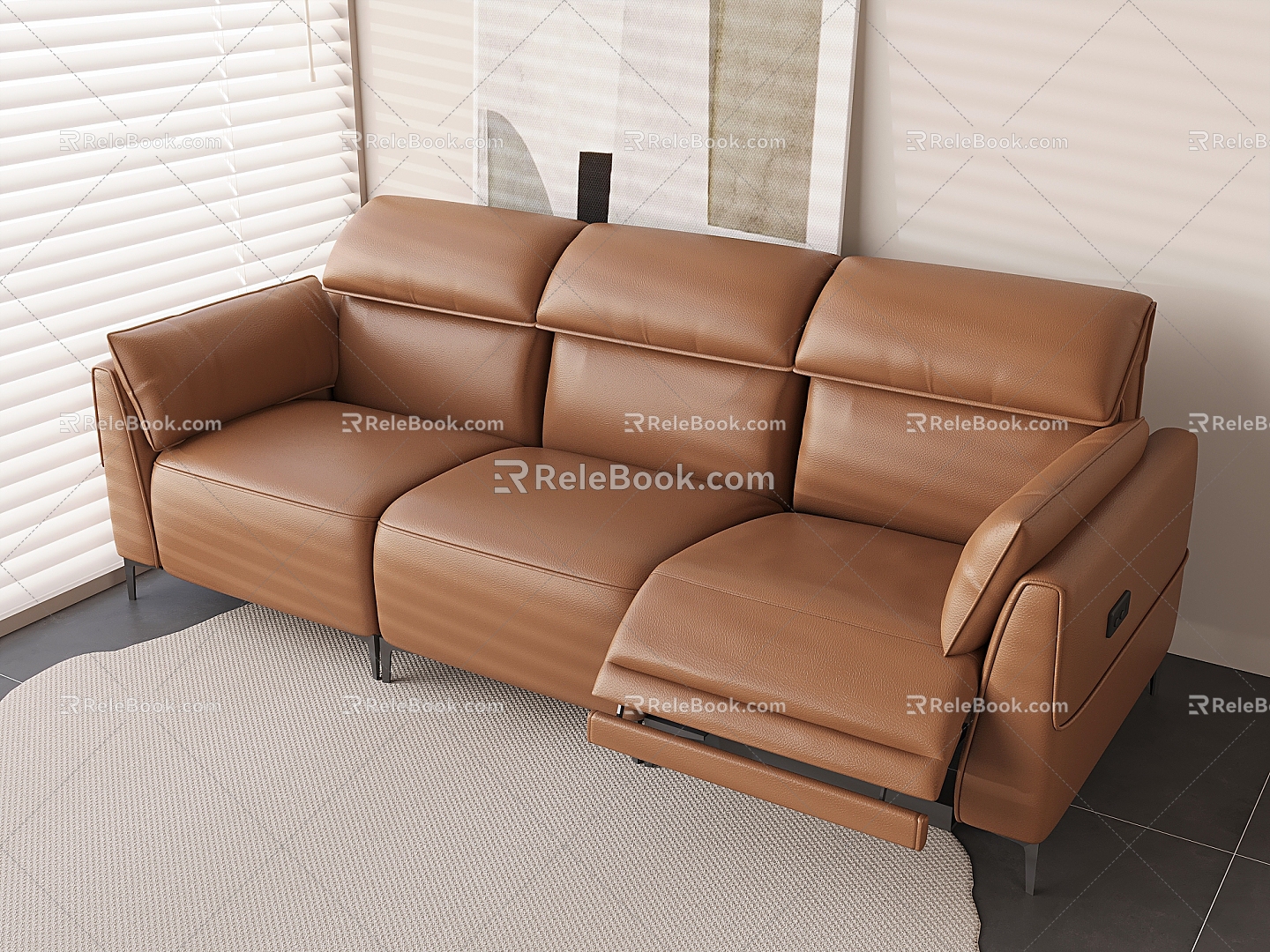 Smart Electric Leather Sofa Multifunctional Straight Sofa Italian Light Luxury Leather Sofa Chivas First Class Sofa 3d model