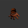 Orange Leather Glove With Brown Belt Buckle And Smooth Surface Texture