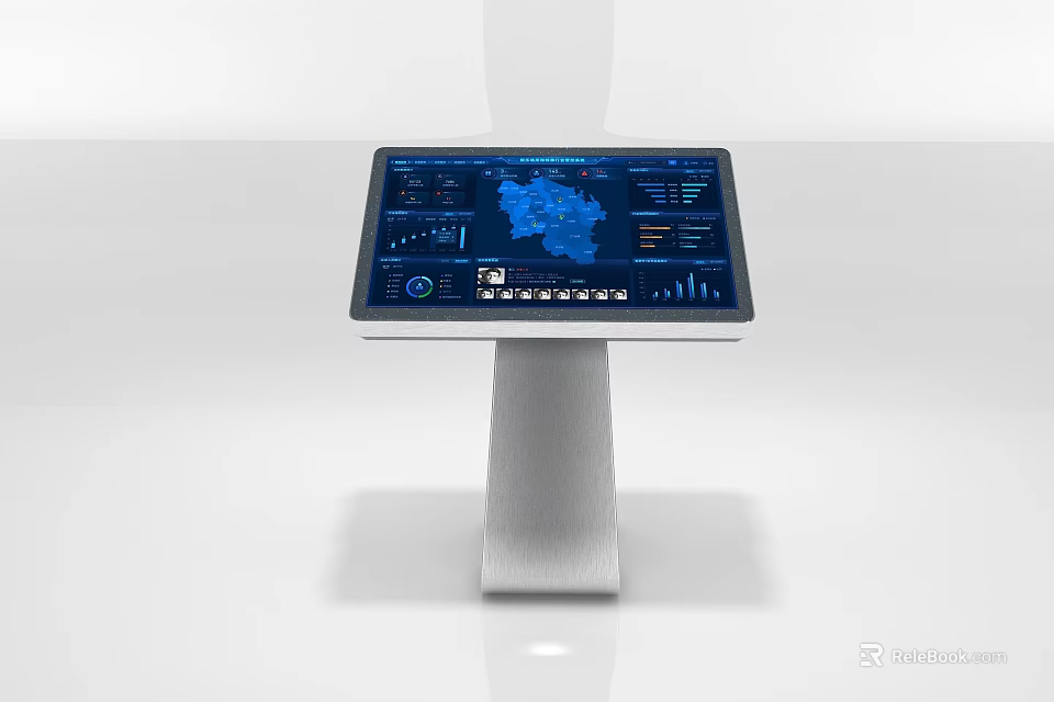 Interactive Standing Touchscreen Public Facility With Map Data And Information 3d model 
