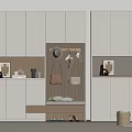Modern Entryway Cabinet And Side Cabinet With Coat Hanger Shoe Storage And Decorative Items