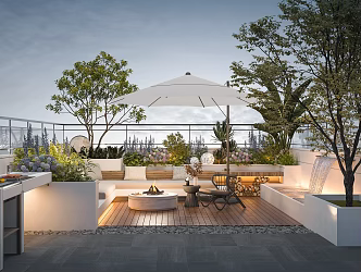 Modern Garden Roof Garden Courtyard View 3d model