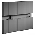 Modern Wooden Storage Cabinet Shelving Unit With Multiple Doors And Shelves