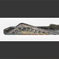 Ancient Architectural Model Display With Stone Steps And Ruin Structure On White Base