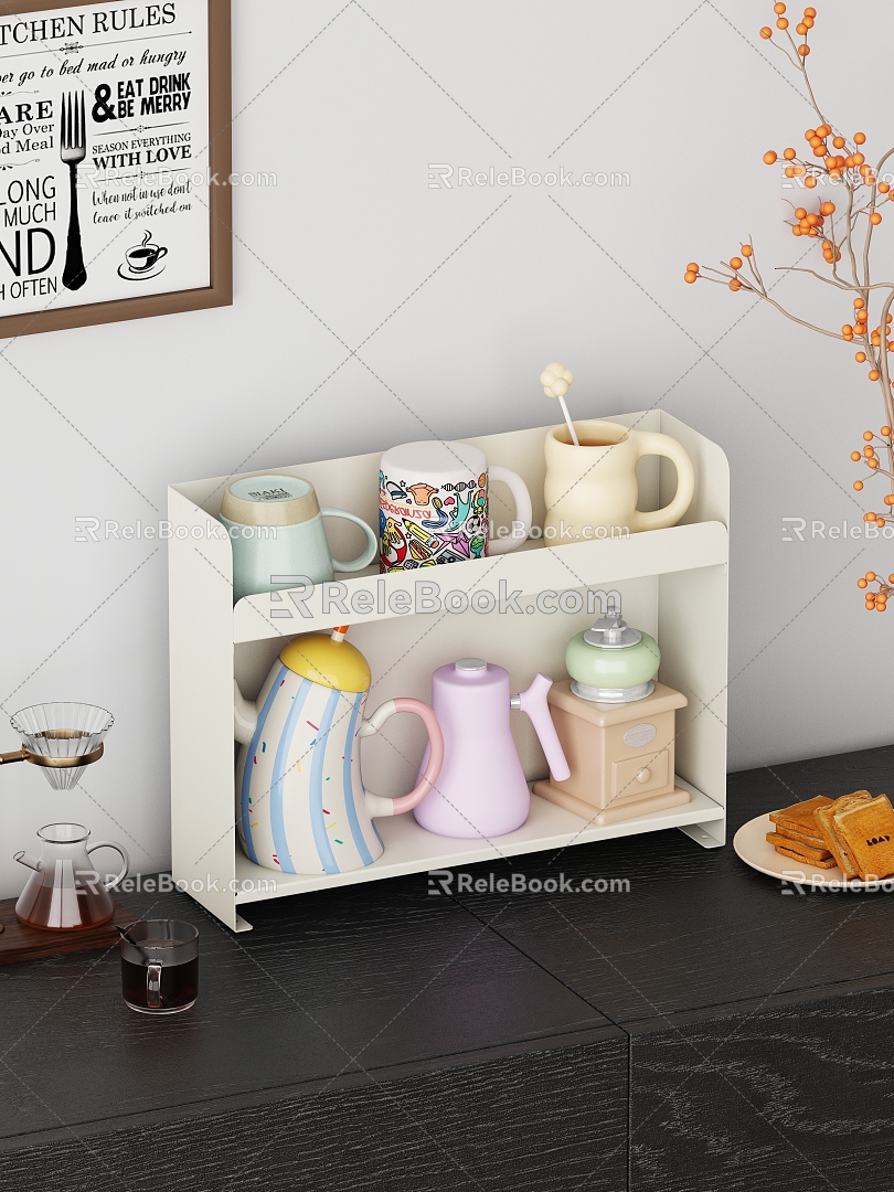 Water Cup Kettle Storage Rack 3d model