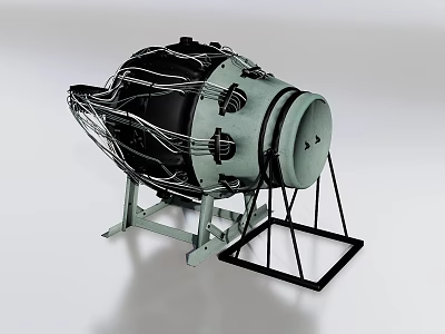 Mechanical Weapon With Rotating Drum Metal Stand Square Base And Launch Port Design 3d model