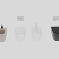 Stylish Bathroom Accessories Set With Toilet Bidet Brass Faucet And Round Panels